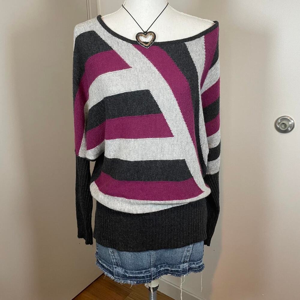 Milano Small Color block Striped Indie Sleaze Cashmere Angora Knit Sweater